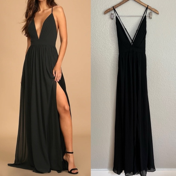 NWOT Ballroom Bliss Black Pleated Maxi Dress - Picture 1 of 8